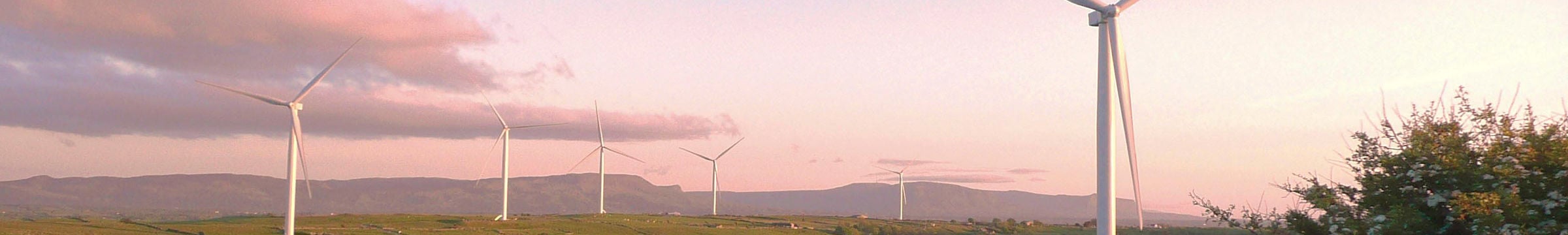 Wind turbines at dusk