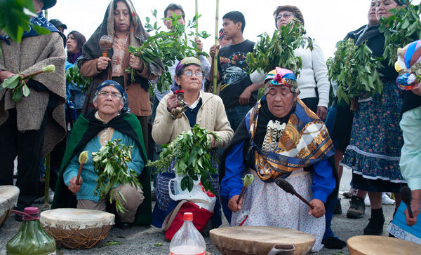 Mapuche-markering mot flyplass